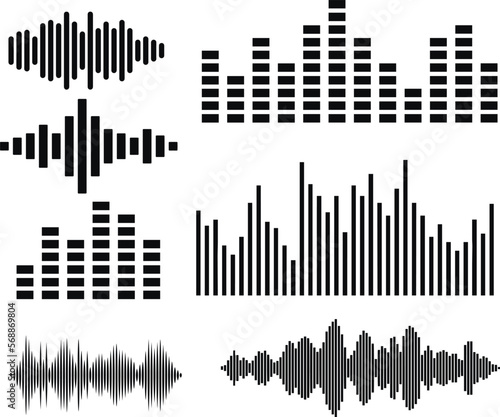 Sound waves set icon, SVG Vector photo