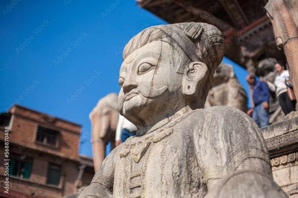 Old stone sculpture in Bhaktapur durbar square, Nepal