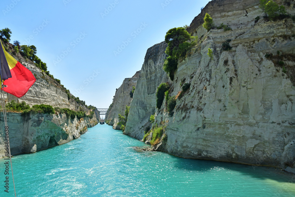 Corinth; Greece - august 30 2022 : picturesque canal