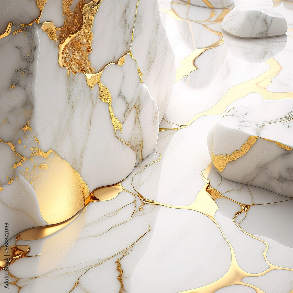 White marble abstract stones with gold White marble abstract stones with gold