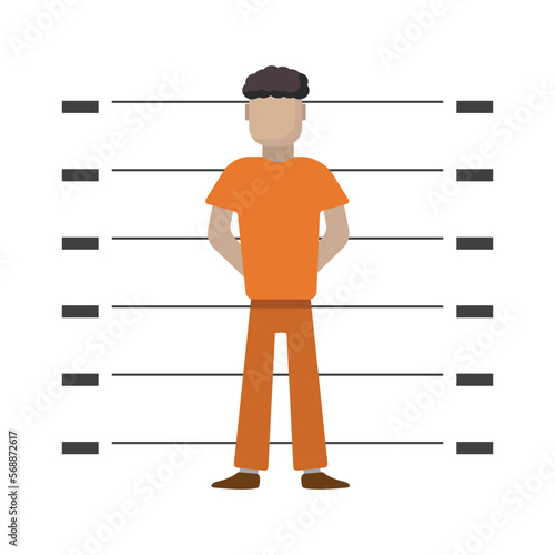 prisoner, bandit,criminal,arrested gangster stands with a copy board in his hands for identification.vector simple graphics