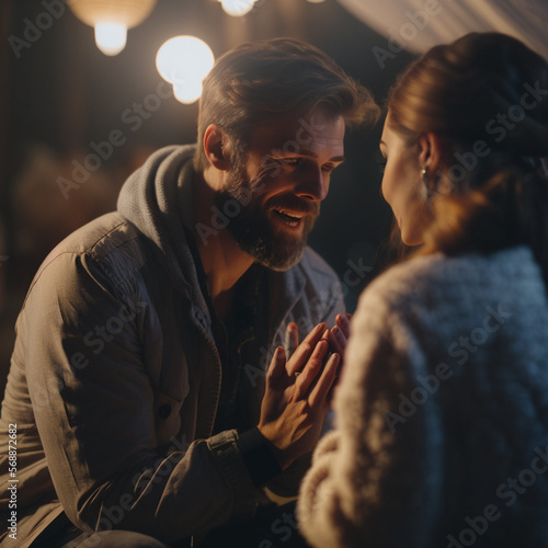 blind man proposing a woman