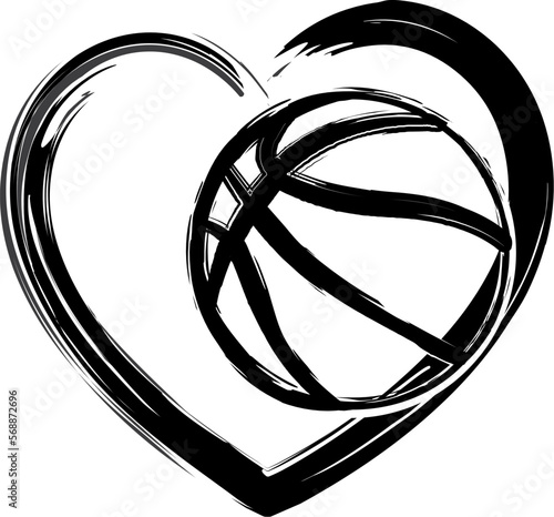 basketball love and basketball ball heart