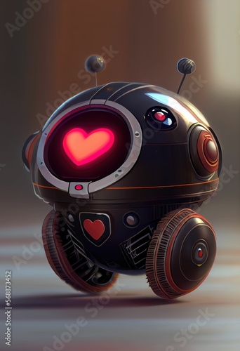 Cute happy robot in love ,made with Generative AI