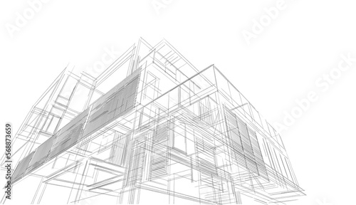 House concept sketch  architectural drawing 3d illustration