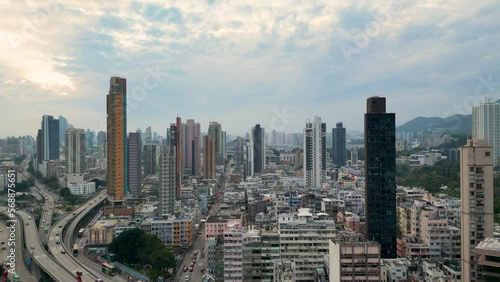 the crowded Kowloon city in Hong Kong, 5 Feb 2023