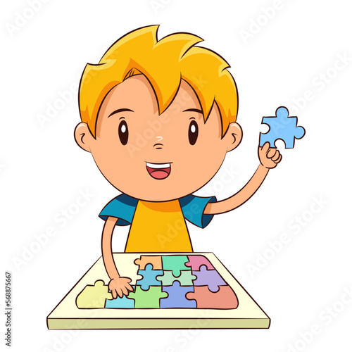 Kid playing puzzle