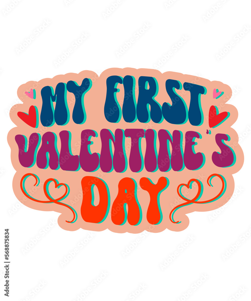 Retro Valentine's PNG Bundle, Retro Valentine Png, Groovy Valentines ...