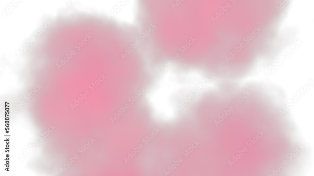 Pink smoke clouds on a transparent background. 3D render, PNG format. Element for creating collages and original designs. Smoke and clouds effect.