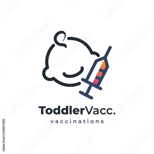 Kid toddler vaccinations logo icon drawing. Vaccine for kids vector graphic illustration