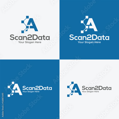 Initial letter A with technology logo for technology Internet and data related business.