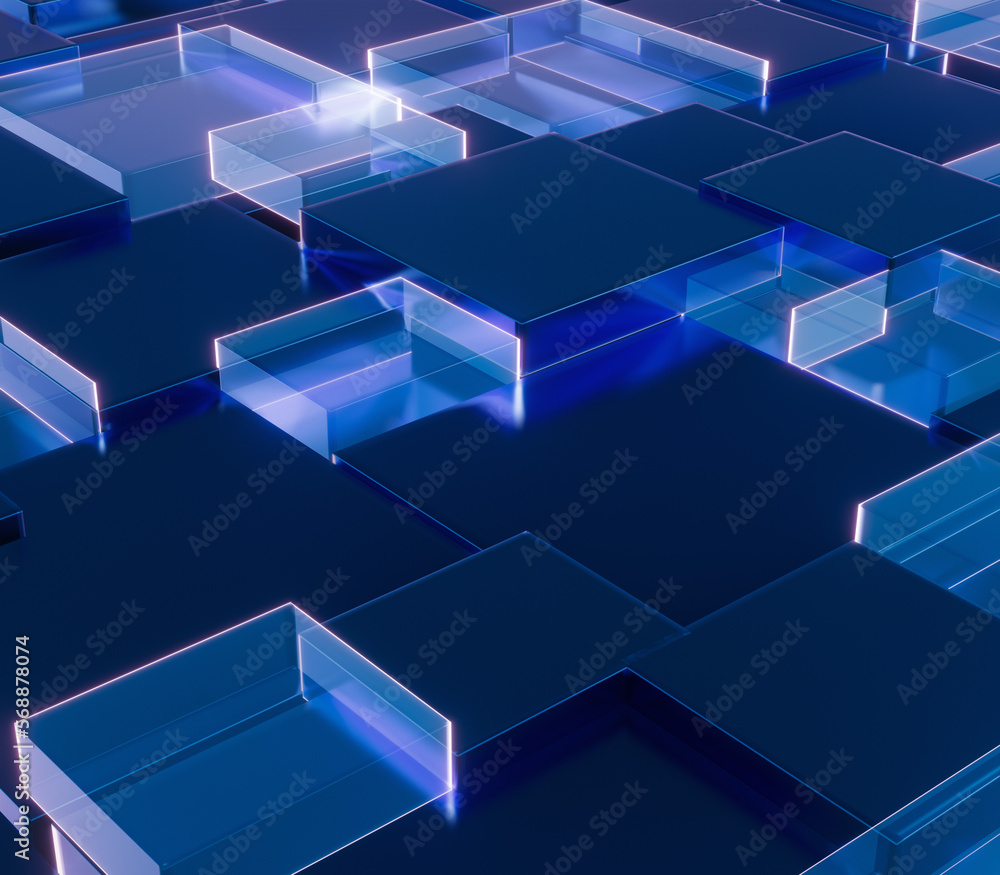 technology background blue light pixel box technology background blue light pixel box