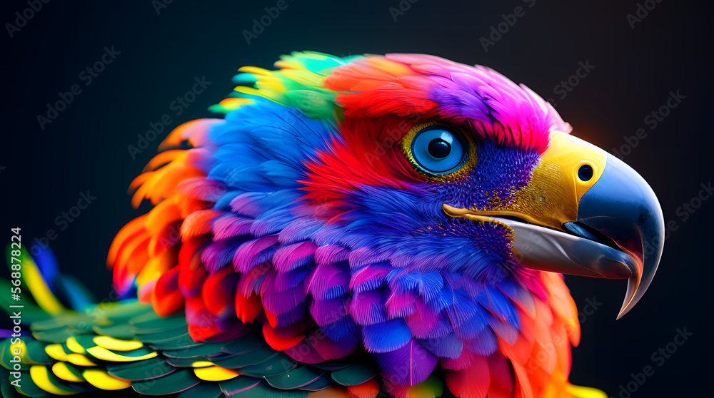 Obraz premium portraid of a colorful bird, 3d design, highly detailed, super sharp, beautiful