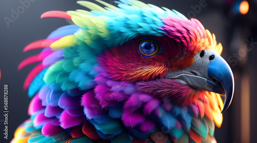 portraid of a colorful bird, 3d design, highly detailed, super sharp, beautiful © visionart