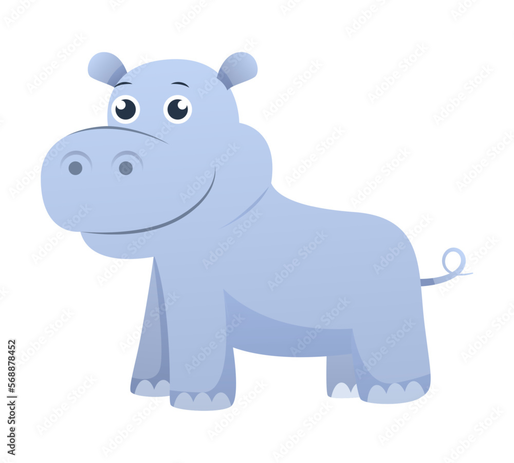 Hippopotamus . Cute isolated cartoon vector .