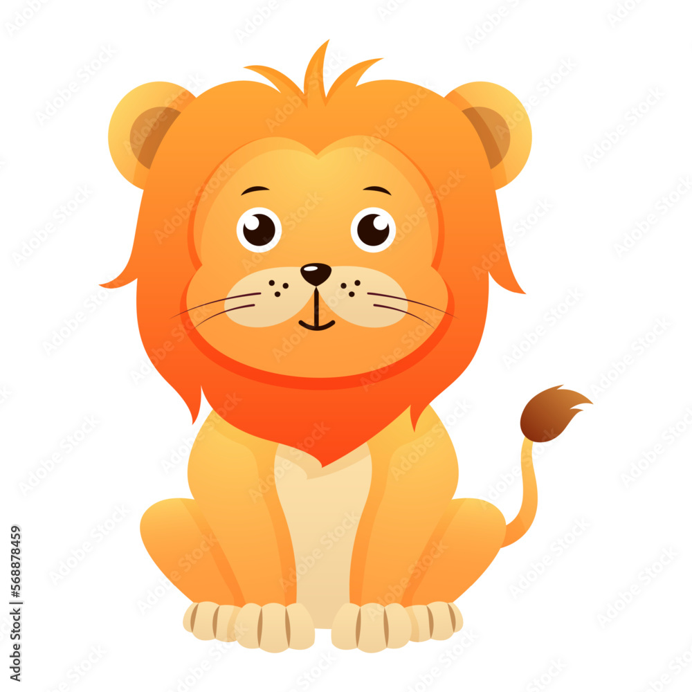 Lion . Cute isolated cartoon vector . Lion . Cute isolated cartoon vector .