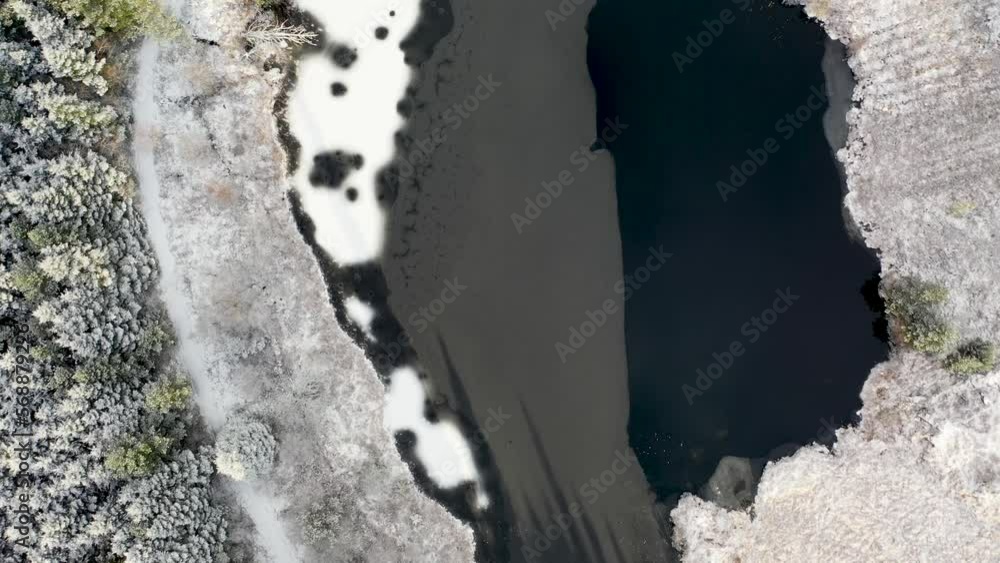Aerial view of snow covered Bonny Glen by Portnoo in County Donegal, Ireland. Aerial view of snow covered Bonny Glen by Portnoo in County Donegal, Ireland.