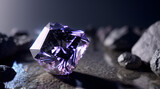 purple black diamond on the rock 3d modelling product photography highly detailed shinny