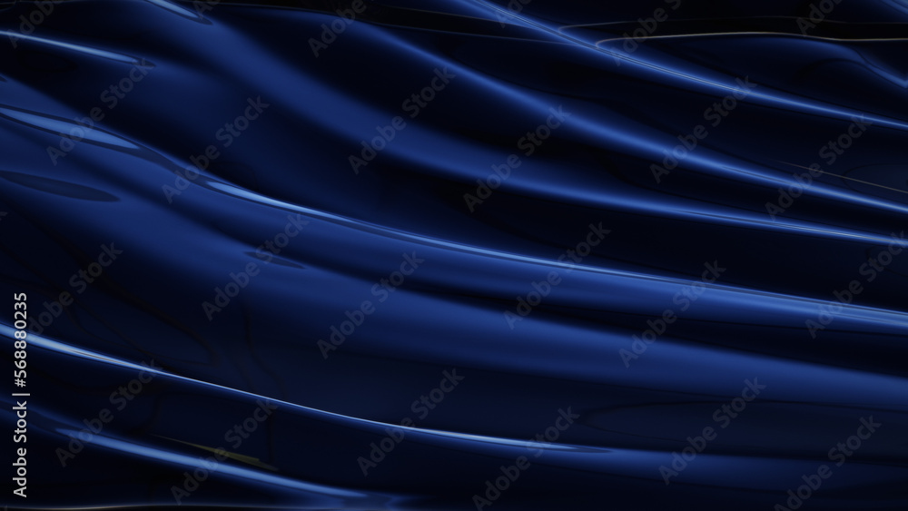 Obraz premium 3D illustration, fabric, blue, wave, smooth, , backdrop, pattern, wallpaper, motion, color, material, water, luxury, cloth