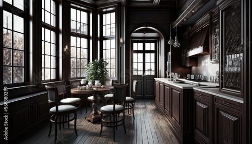 Luxury interior wooden kitchen to the elegant person so that the preparation of the food is also special