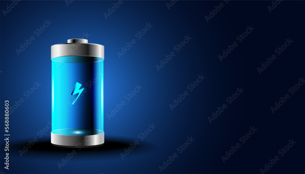 Abstract Electric Battery EV Clean Energy Modern Technology On a blue background Abstract Electric Battery EV Clean Energy Modern Technology On a blue background