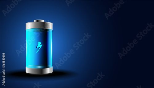 Abstract Electric Battery EV Clean Energy Modern Technology On a blue background