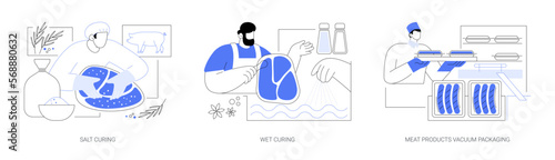 Meat curing abstract concept vector illustrations.