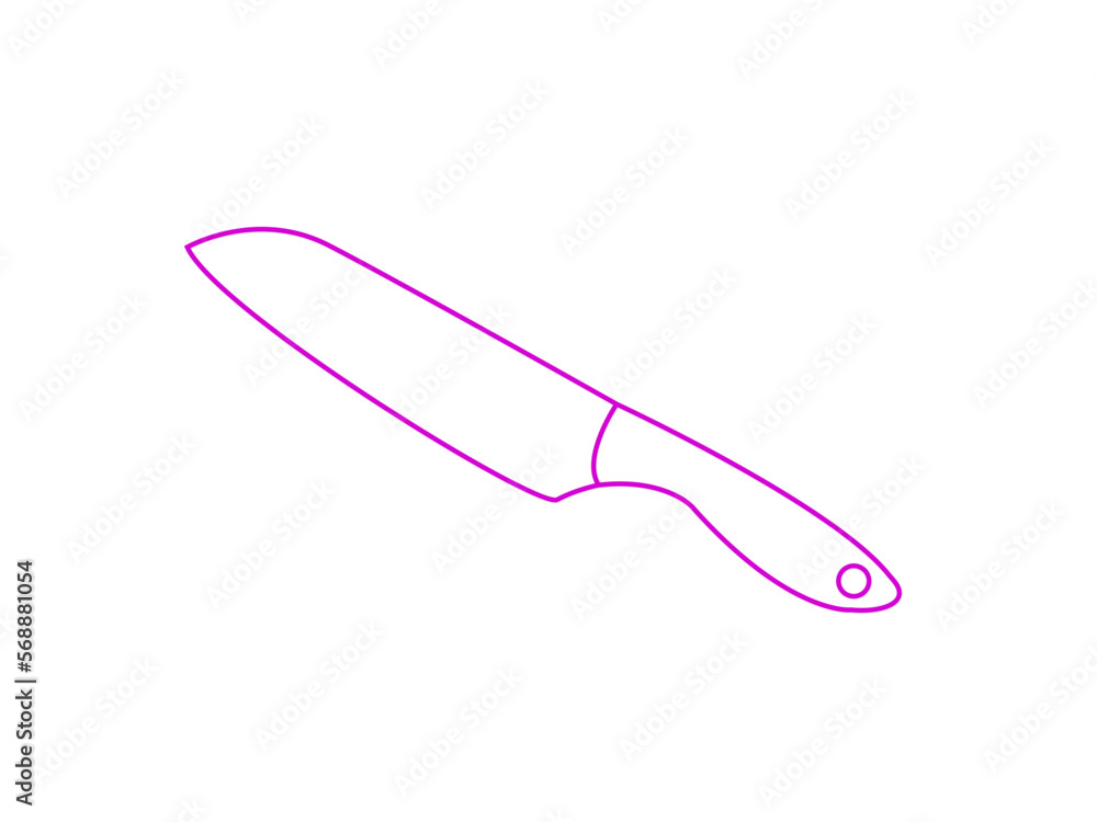 Fototapeta premium Chef knife icon outline logo vector image, silhouette kitchen knife vector illustration, kitchen chef knife in flat style isolated on white background. Food tool accessory. Kitchen tool accessory
