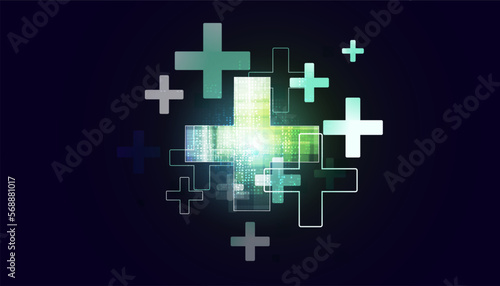 Abstract Health Health Plus symbol beautiful background Blue Green Futuristic Digital Background