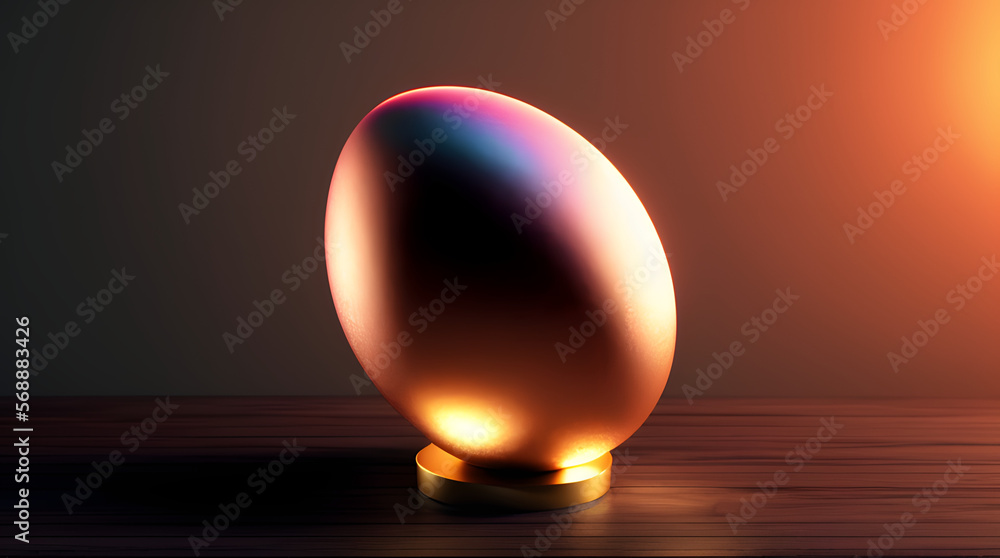 3d render of a golden glass egg art illustration 