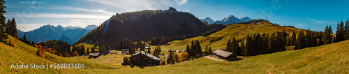 High resolution stitched autumn or indian summer panorama at the famous Loferer Alm, Lofer, Salzburg, Austria