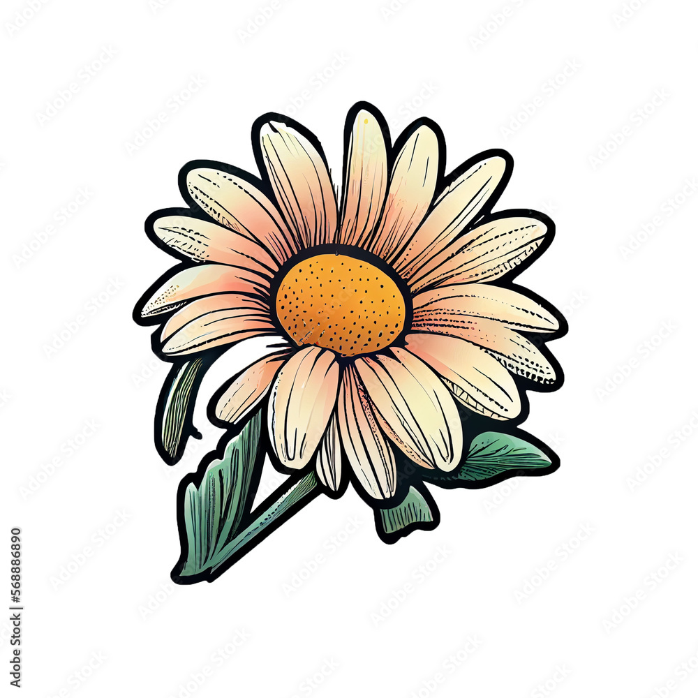 Fototapeta premium Cute flower hand drawn element, perfect for decorating Valentine Day or Mother Day card.