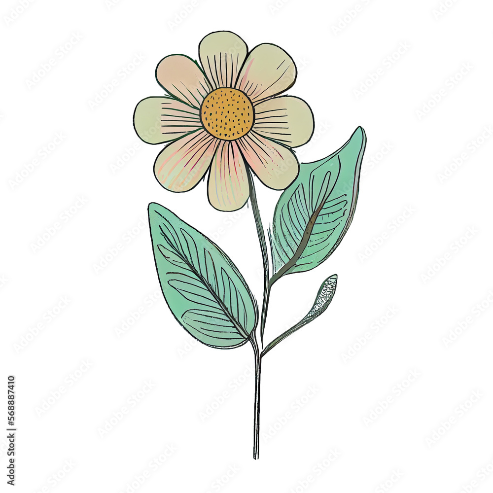 Obraz premium Cute flower hand drawn element, perfect for decorating Valentine Day or Mother Day card.
