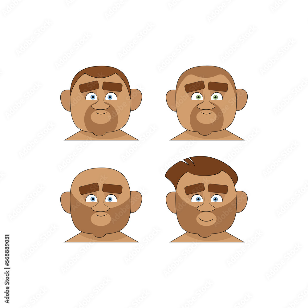 Set of different avatars of overweight men Set of different avatars of overweight men