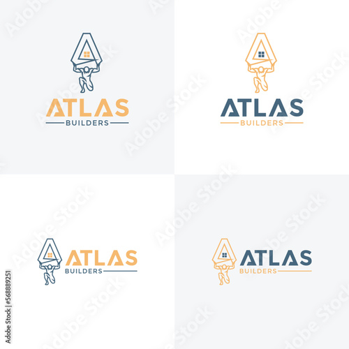 lines Atlas real estate logo design vector template