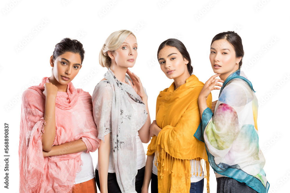 Studio portrait of four beautiful women Studio portrait of four beautiful women