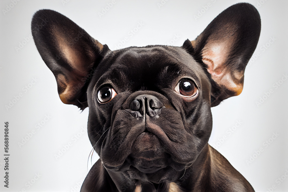 French Bulldog Pose in front of white background. Generative AI