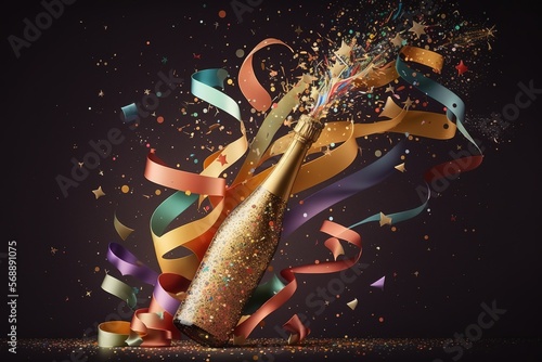 Celebration background with champagne, Generative AI