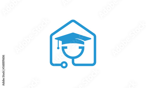 stethoscope and graduate logo design. creative education, health, doctor icon vector.