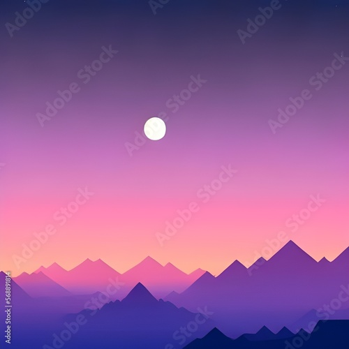 Landscape with moon vector