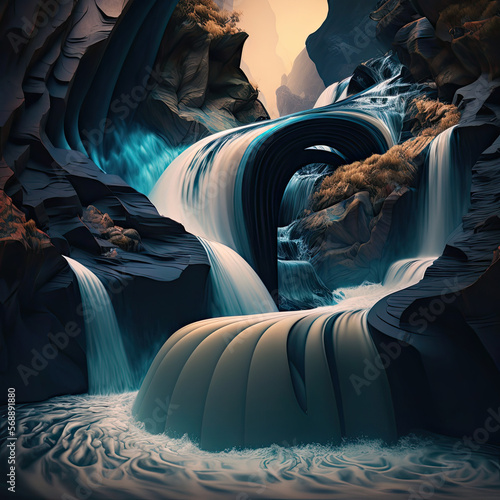 Abstract Art Flowing Waterfall Background Wallpaper