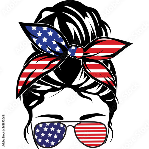 American Girl, bow and ribbon, 4th of July svg
