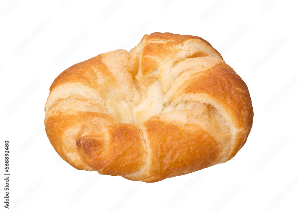 Fresh round croissant isolated on white
