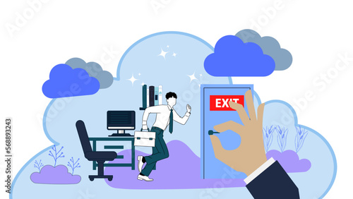 Employee attrition and human resources staff changing tiny person concept, transparent background. 