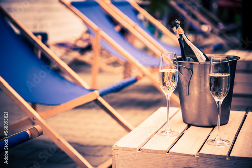 Chilled Champagne at Beach Holiday Pub © peterzayda