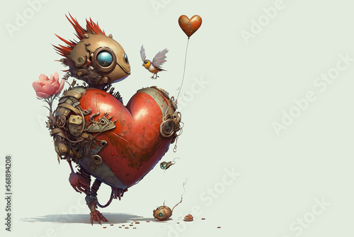Fantasy creature in love, character created with Generative AI. © smiltena