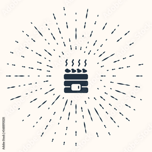 Grey Hot sauna stones icon isolated on beige background. Spa resort recreation, bathhouse relaxation. Hot stones on electric heater. Abstract circle random dots. Vector