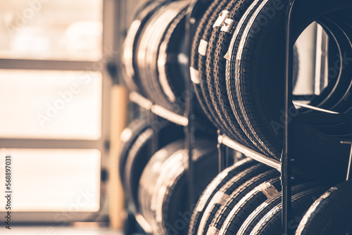 Tire Racks Inside Car Workshop