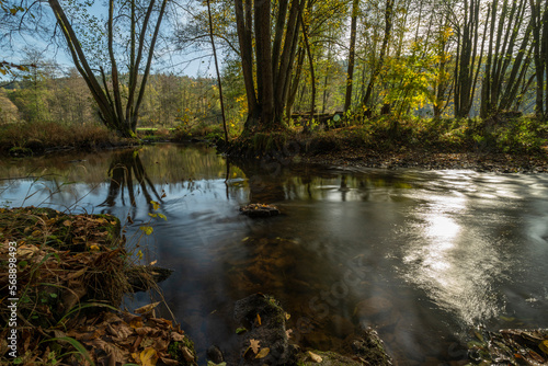 Die Schondra im Naturschutzgebiet Unteres Schondratal, zwischen der Gemeinde Heiligkreuz und Gräfendorf, Unterfranken, Franken, Bayern, Deutschland photo