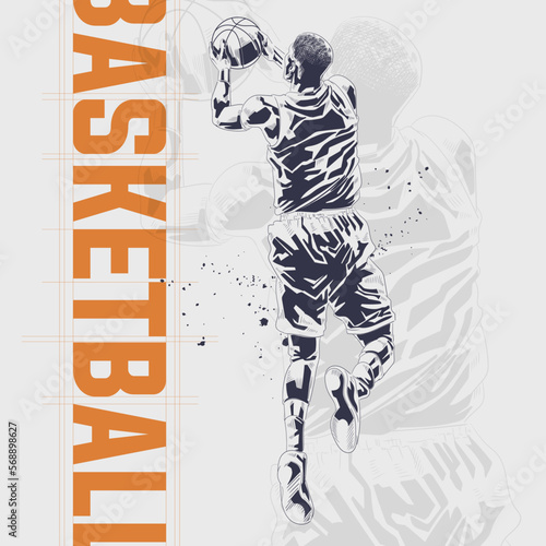 Abstract basketball player in action silhouette style